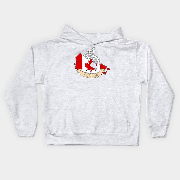 Kawaii Canada Flag Map Kids Hoodie by Sofia Sava